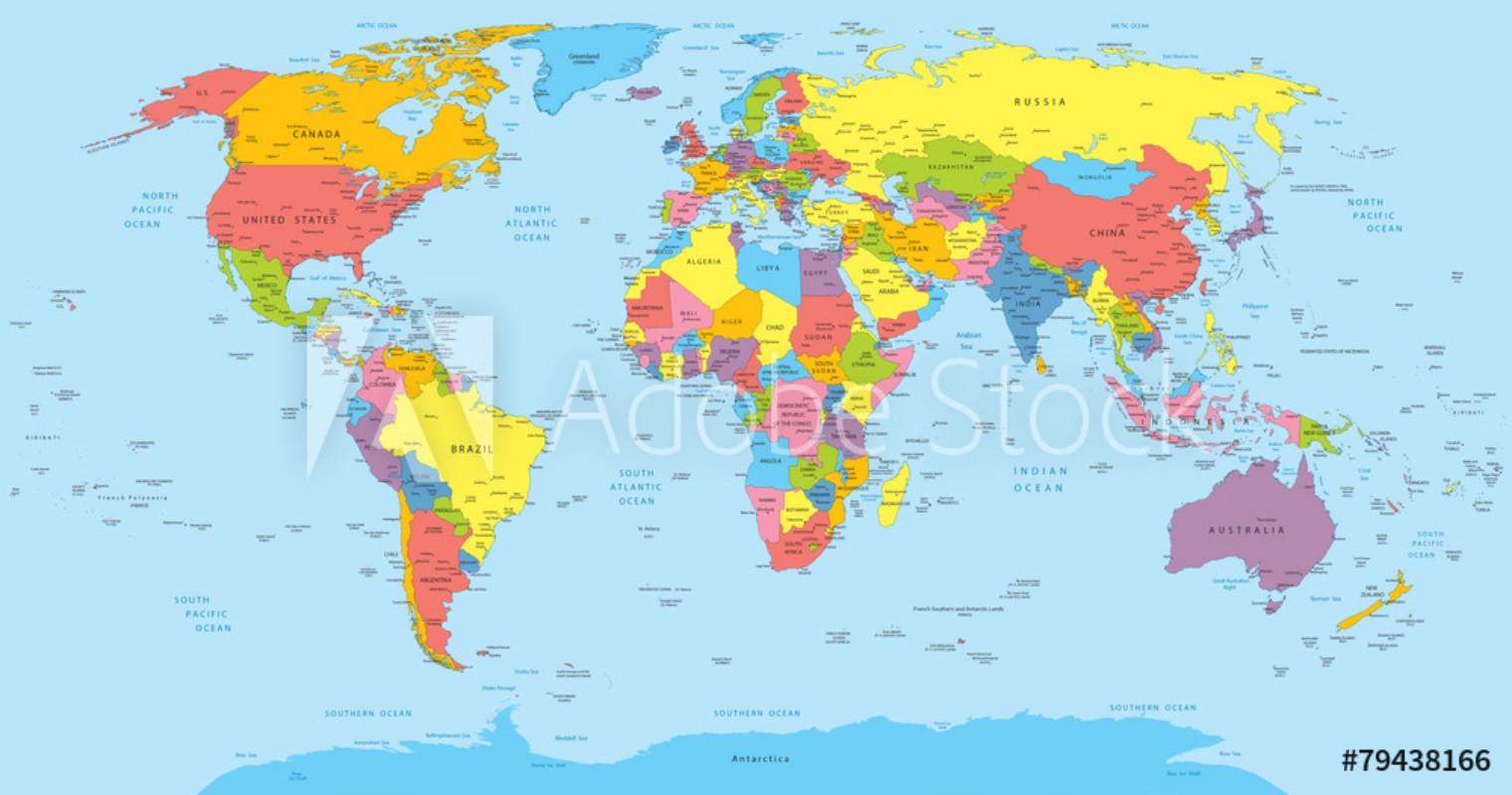 Image de World map with countries country and city names